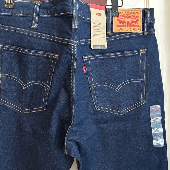 Levi's Men’s 511 Dark Blue Slim Stretch NWT Jeans 40x30 - Picture 3 of 9